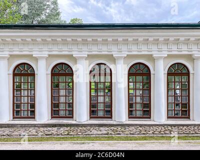 classical building in renaissance style, with large rounded windows and architectural columns Stock Photo