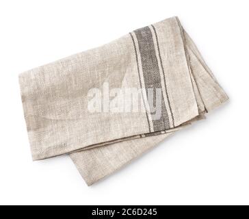 Kitchen grey cloth isolated on white background. Top view of napkin. Stock Photo