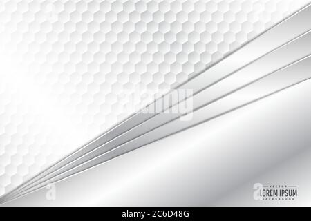 Metallic background.Gray and silver with bright polygon white space. Metal technology concept. Stock Vector