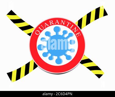 Quarantine emblem. Coronavirus pandemic protection. Isolation from a viral infection. The sign is isolated on a white background. Stock Vector