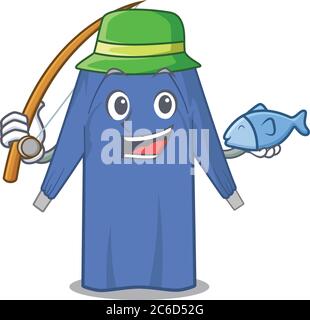 Cartoon design style of disposable clothes goes to fishing Stock Vector