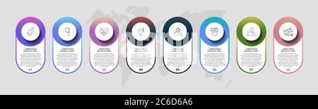Vector template circle infographics. Business 3D concept with 8 options and parts. Eight steps for graph, diagrams, slideshow, web, banner, workflow Stock Vector