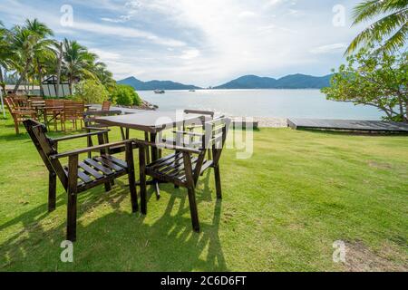 Beach and landscape view of Lumut Beach in Malaysia. Holidays Concept Stock Photo