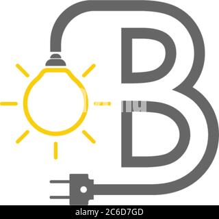 Letter B and lamp, bulp logotype combination design concept Stock Vector