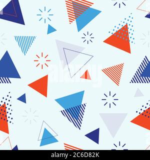 Memphis style abstract seamless pattern with simple geometric shapes. Stock Vector