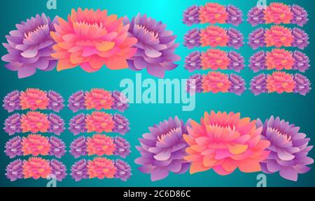 Digital Textile design of flowers on abstract backgrounds Stock Vector