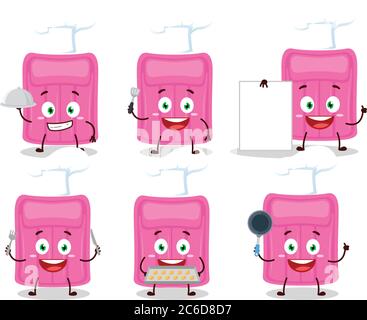 Cartoon character of air mattress with various chef emoticons Stock Vector