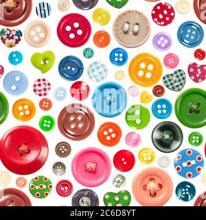 Seamless pattern with colorful buttons isolated on white background Stock Photo