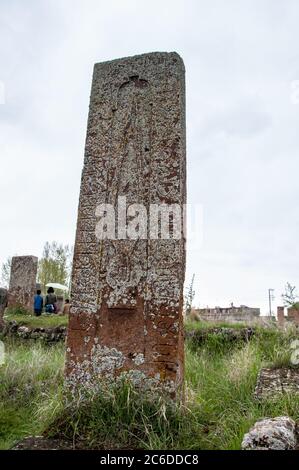 Bitlis, Turkey - 21 May 2011: Ahlat Seljukian Cemetery. Seljuk Period Tombstones. Stock Photo