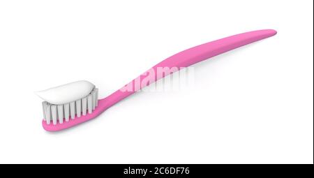 toothbrush toothpaste care hygiene brush dental clean 3D illustration Stock Photo