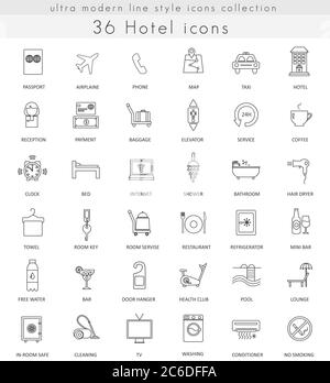 Vector Hotel ultra modern outline line icons for web and apps Stock Vector