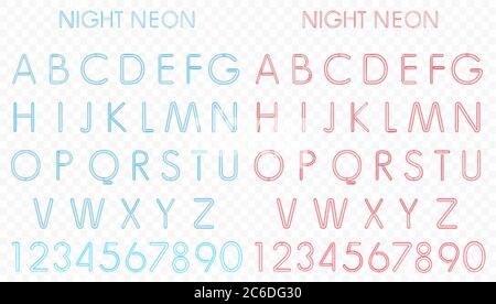 Vector Blue and red light neon alphabet in alpha background Stock Vector