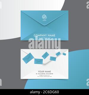 Double Sided Business Card or Visiting Card Both Side Design for Courier, post, envelope or email company with creative look design cyan blue and grey Stock Vector