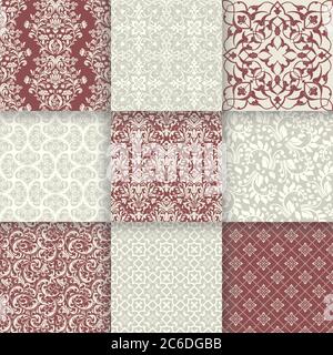 Antique seamless background collection. Antique retro abstract pattern set collection can be used for wallpaper, web page background, surface textures Stock Vector