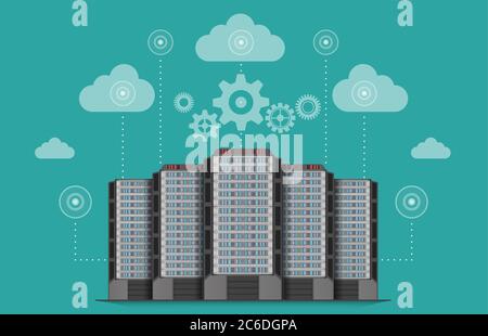 Network communications server computer technology concept isolated Stock Vector