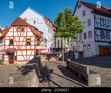 Alley in the old town of Schmalkalden in Thuringia Stock Photo