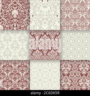 Antique seamless background collection. Antique retro abstract pattern set collection can be used for wallpaper, web page background, surface textures Stock Vector