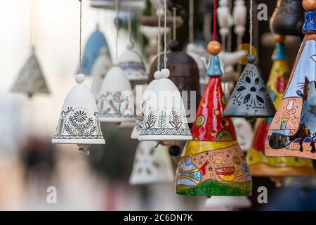 Christmas Ceramics Bell Decorations on Christmas Market at Riga, Latvia - image Stock Photo