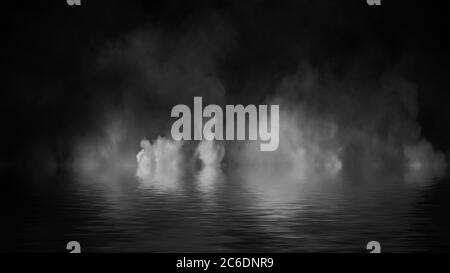 Paranormal fog isolated on black background. Stock illustration. Smoke reflection on water. Stock Photo