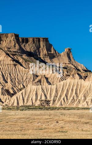 Rock formations, Bardenas Reales badlands, Navarre, Spain Stock Photo