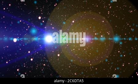 cosmos stars light lens flare in space Stock Photo