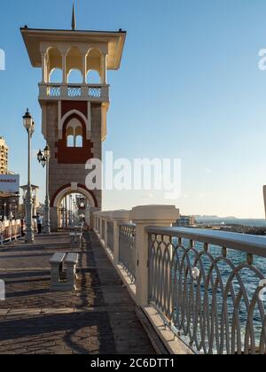 the architectural masterpiece of the stanley bridge in Alexandria Stock Photo