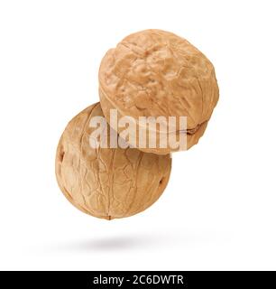 Whole walnuts isolated on white background. Stock Photo