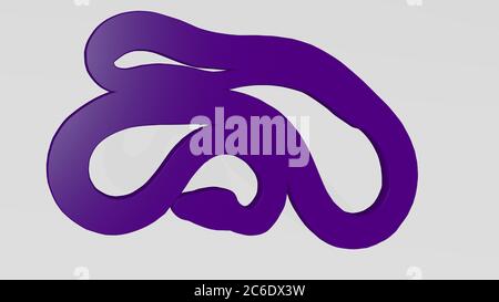 snake stand with shadow. 3D illustration of metallic sculpture over a white background with mild texture. animal and black Stock Photo