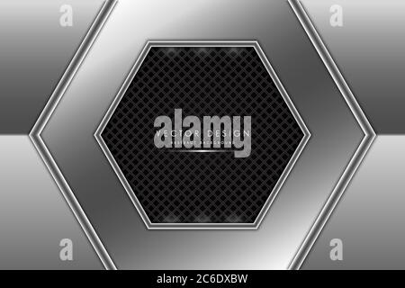 Metallic of grey with polygon shape.Dark space technology concept. Stock Vector