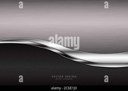 Metallic background.Gray with silver glossy.Black and brown luxury metal modern design. Stock Vector