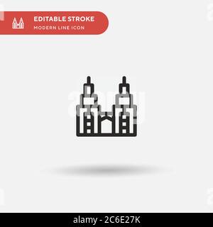 Petronas Twin Tower Simple vector icon. Illustration symbol design template for web mobile UI element. Perfect color modern pictogram on editable stro Stock Vector