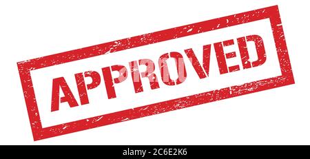 APPROVED red grungy rectangle stamp sign. Stock Photo