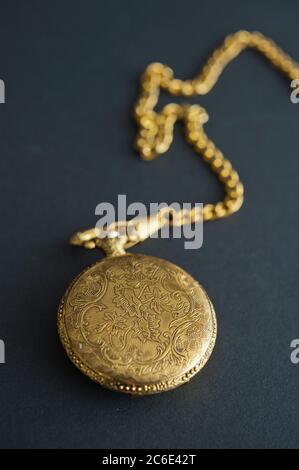 golden hunter case pocket watch Stock Photo