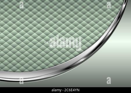 Metallic background. Elegant of green and silver metal with upholstery modern design. Luxury for wedding, invitation or greeting card. Stock Vector