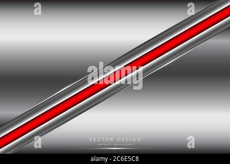 Metallic background.Gray and silver with red steel. metal technology concept. Stock Vector