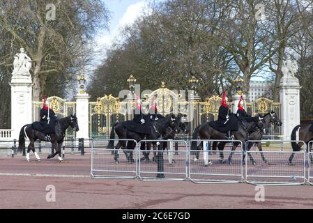 Blues and royals passing Canada gate, no tourists due to the covid 19 pandemic  London Stock Photo
