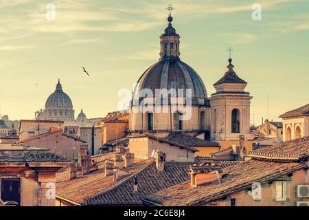 Italy, Lazio, Rome, Ponte, Church of San Salvatore in Lauro and St. Peter's Basilica beyond Stock Photo