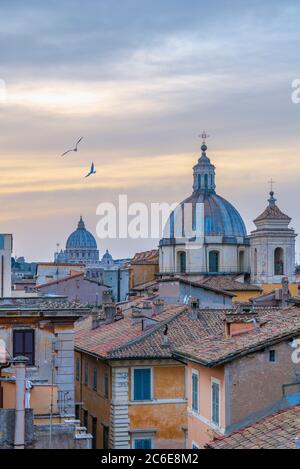 Italy, Lazio, Rome, Ponte, Church of San Salvatore in Lauro and St. Peter's Basilica beyond