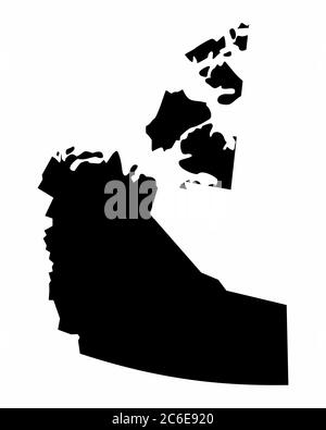 Northwest Territories dark silhouette map Stock Vector