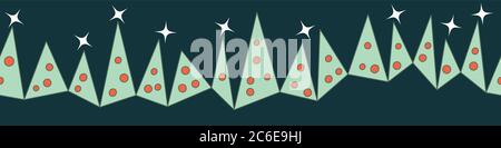 row of simple christmas trees vector border print Stock Vector