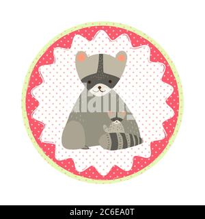 Raccoon badge emblem Stock Vector