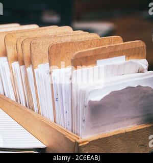 The Archives Card Catalog , old wooden file catalog box, index ...