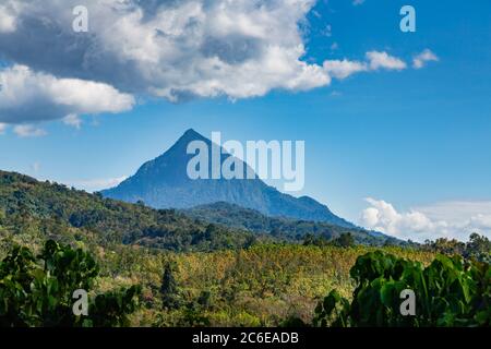 Mount Nungkok viewed from Tamparuli-Ranau road Stock Photo