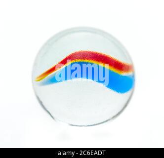 Colourful glass marble, close up,white background,cut out Stock Photo