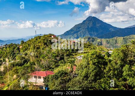 Mount Nungkok viewed from Tamparuli-Ranau road Stock Photo