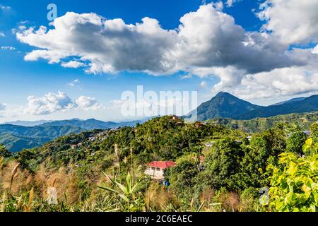 Mount Nungkok viewed from Tamparuli-Ranau road Stock Photo