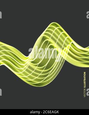 Wavy background with motion effect. 3d technology style. Vector illustration. Stock Vector
