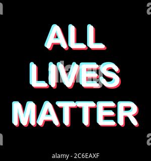 All lives matter text with a Girl. Human rights of black people. Vector Illustration. Stock Vector