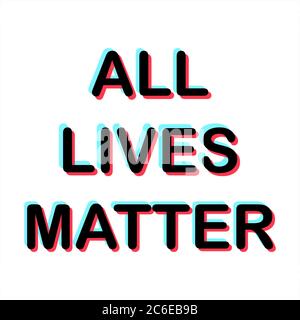 All lives matter text with a Girl. Human rights of black people. Vector Illustration. Stock Vector