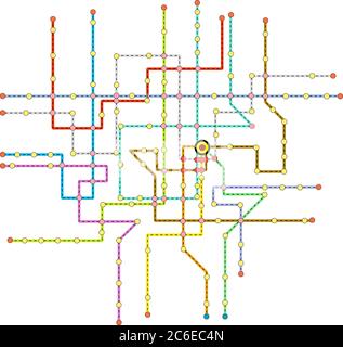 subway plan, public transport map, Fictional vector illustration,free copy space Stock Vector